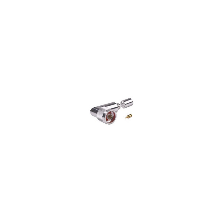 N-Male Right Angle connector for 400 type 3/8" coaxial cable